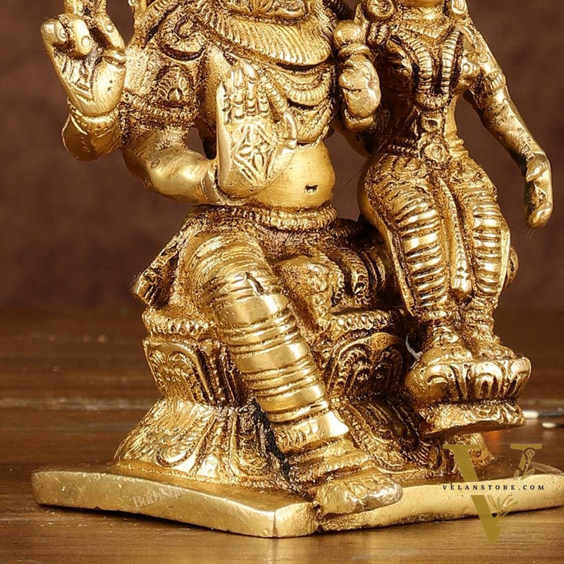 Brass Narasimha Lakshmi Idol | Height: 6 inch