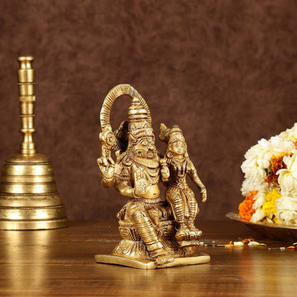 Brass Narasimha Lakshmi Idol | Height: 6 inch