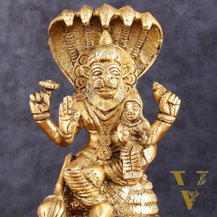 Brass Narsimha Lakshmi Idol 5.5 Inch