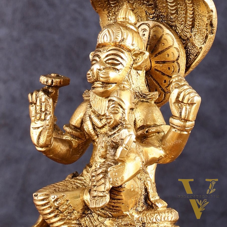 Brass Narsimha Lakshmi Idol 5.5 Inch