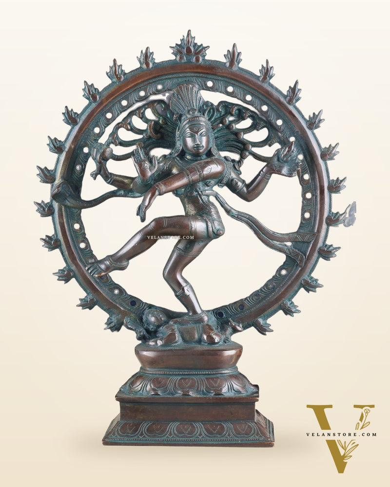 Brass Nataraja Statue - 13" Height vintage bronze tone