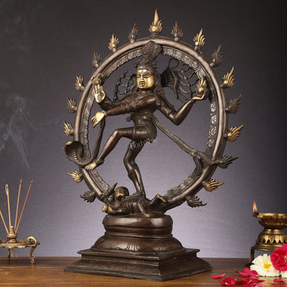 Brass Nataraja Statue 24" Dark Brown