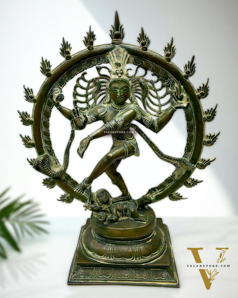 Brass Nataraja Statue 24 inch henna green