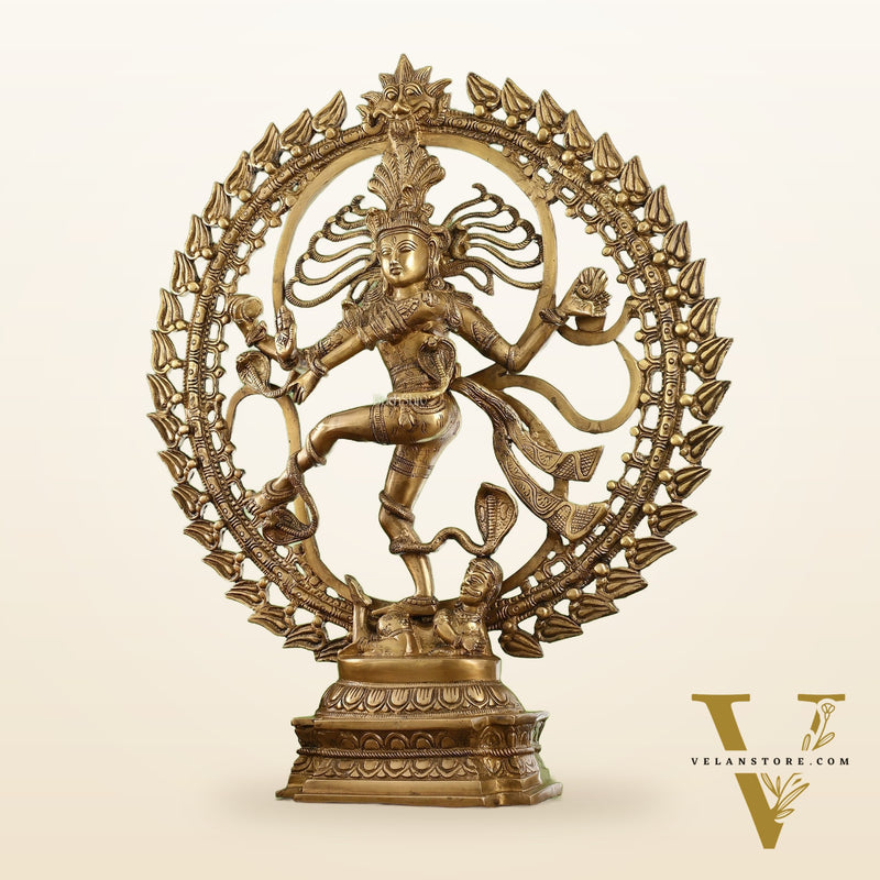 Brass Nataraja statue 25" matte gold
