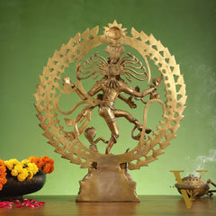 Brass Nataraja statue 25" matte gold