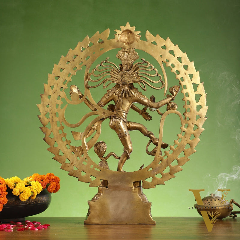 Brass Nataraja statue 25" matte gold