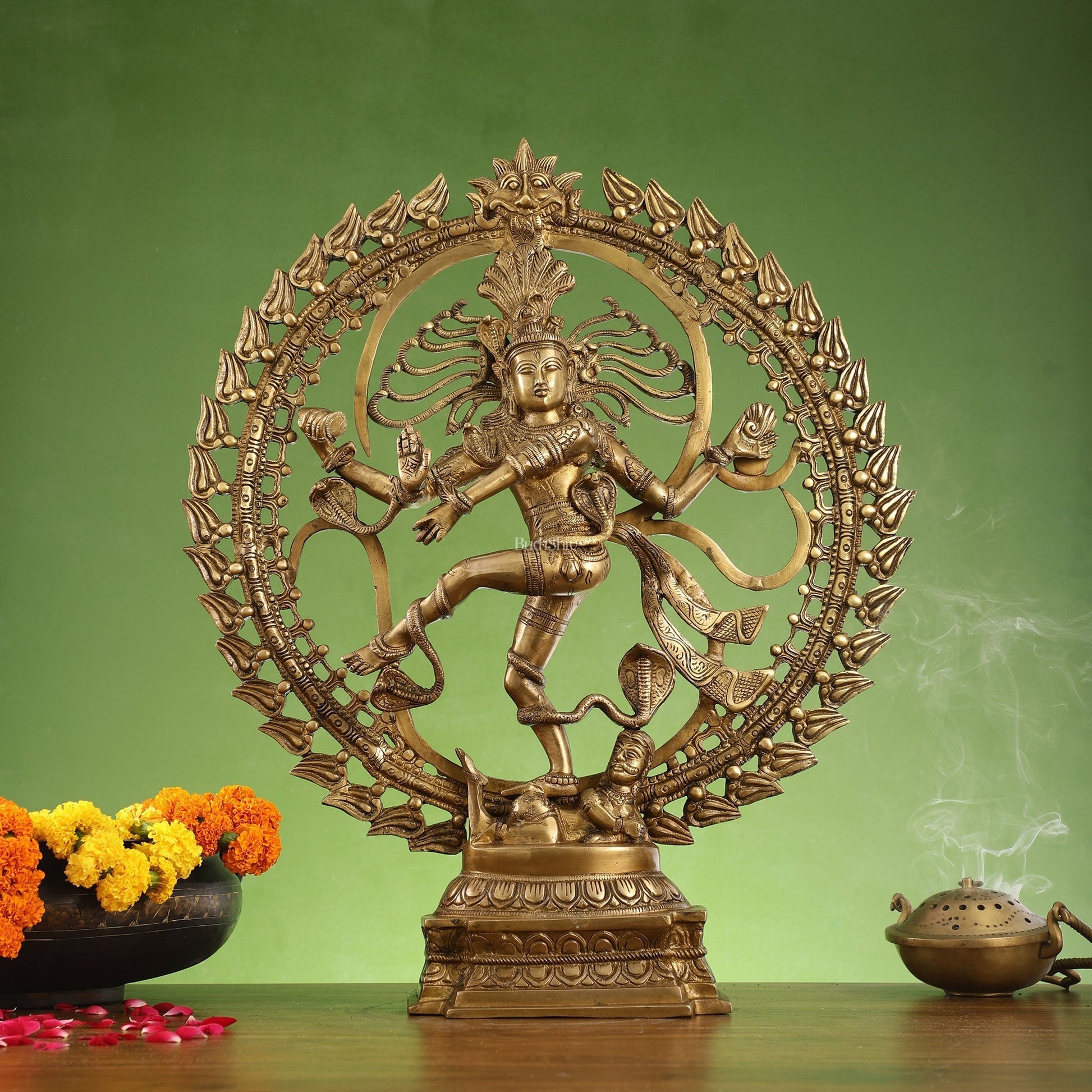 Brass Nataraja statue 25" matte gold