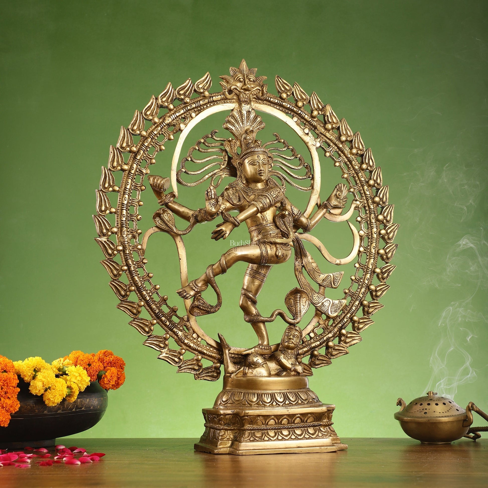 Brass Nataraja statue 25" matte gold