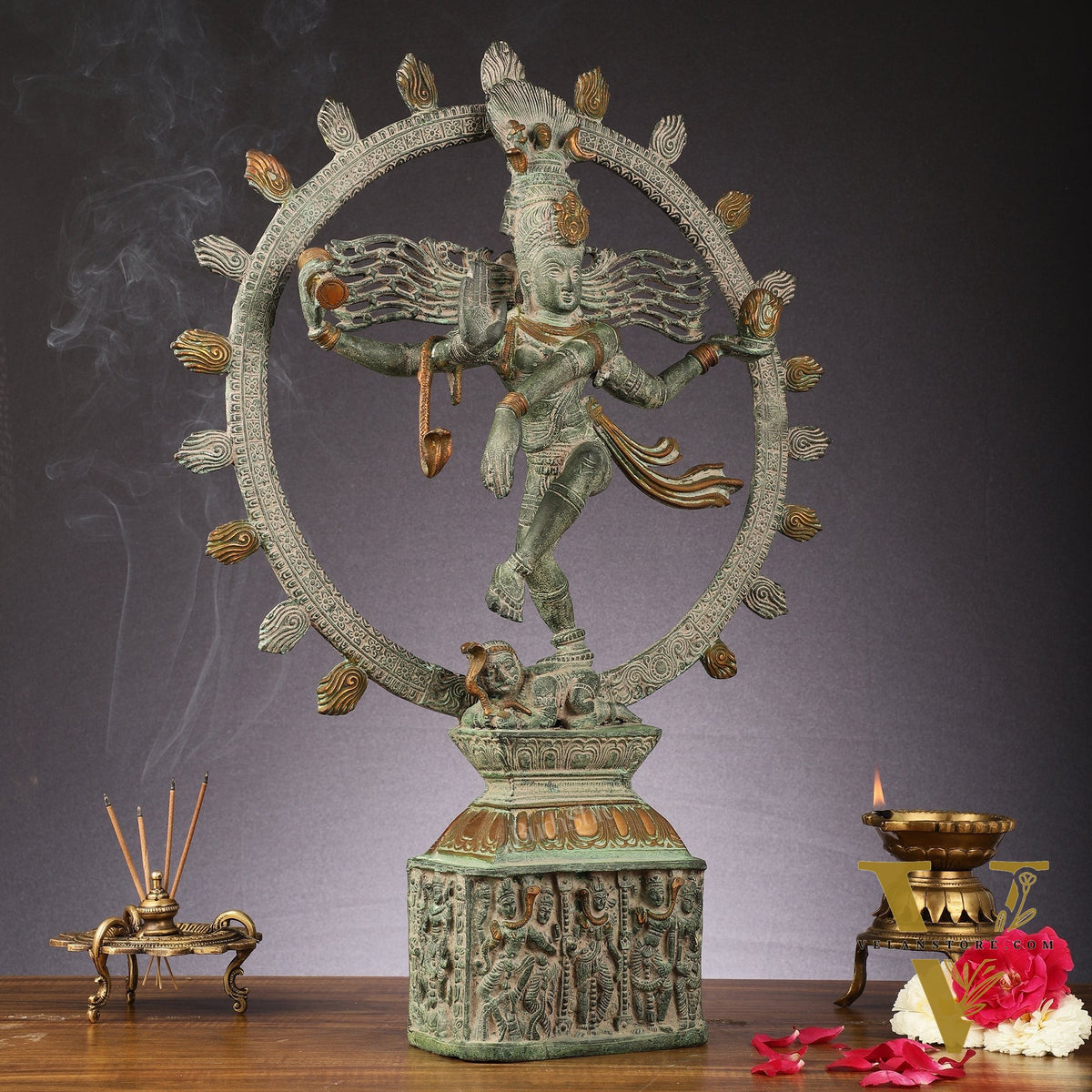 Brass Nataraja statue antique Patina - 23 inch