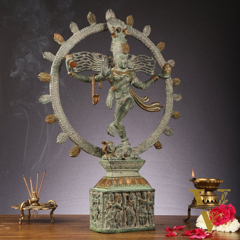 Brass Nataraja statue antique Patina - 23 inch