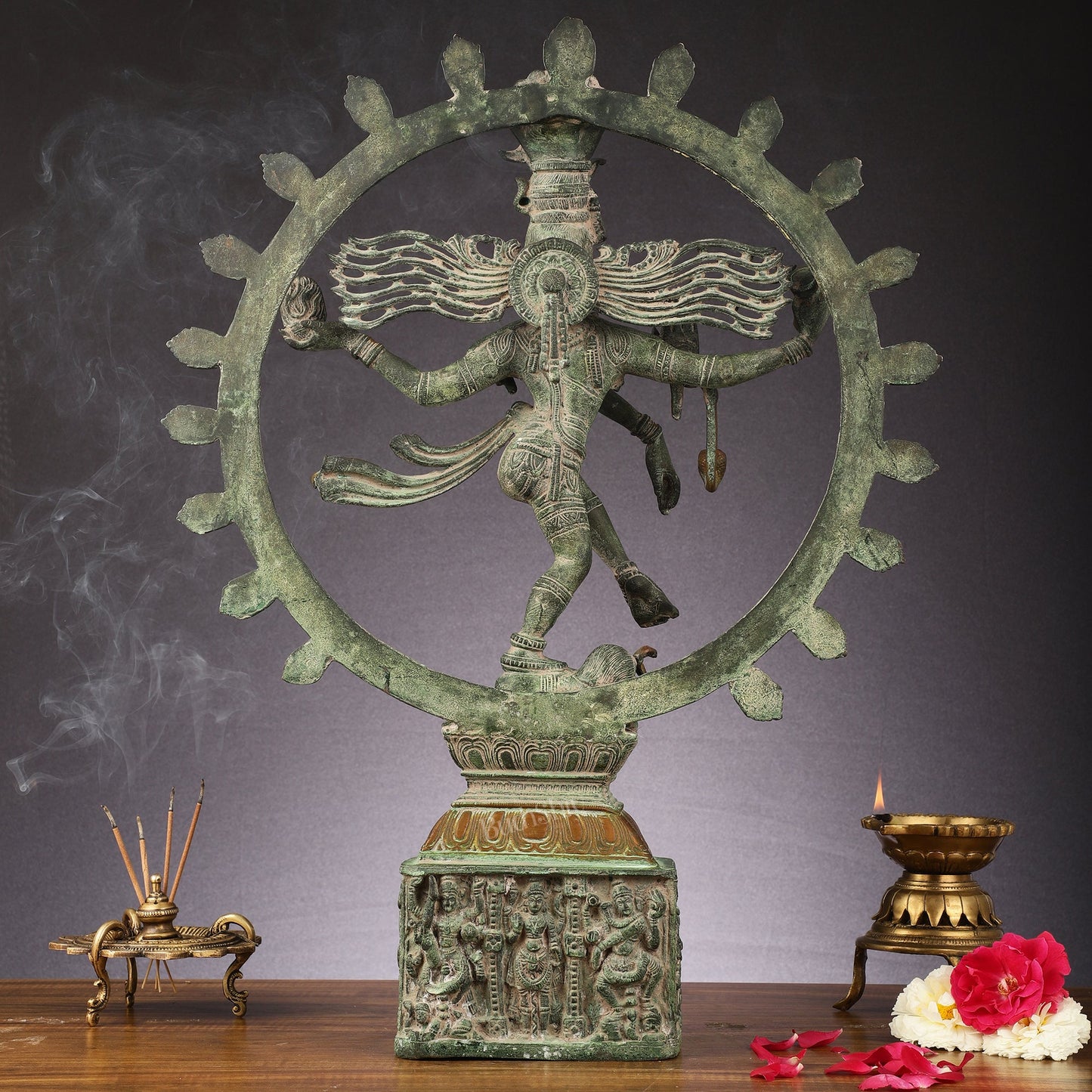 Brass Nataraja statue antique Patina - 23 inch
