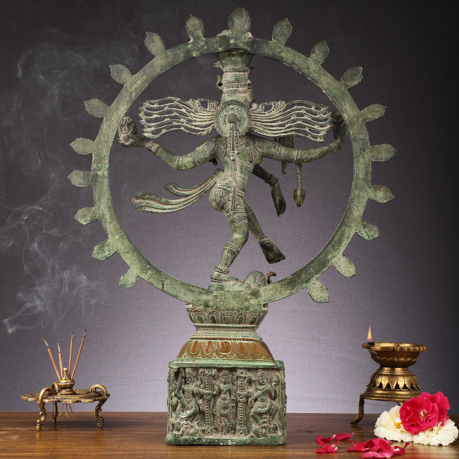 Brass Nataraja statue antique Patina - 23 inch