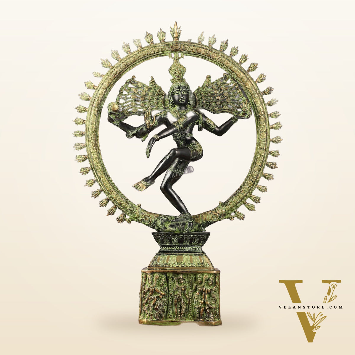 Brass Nataraja statue antique Sand Patina - 23 inch