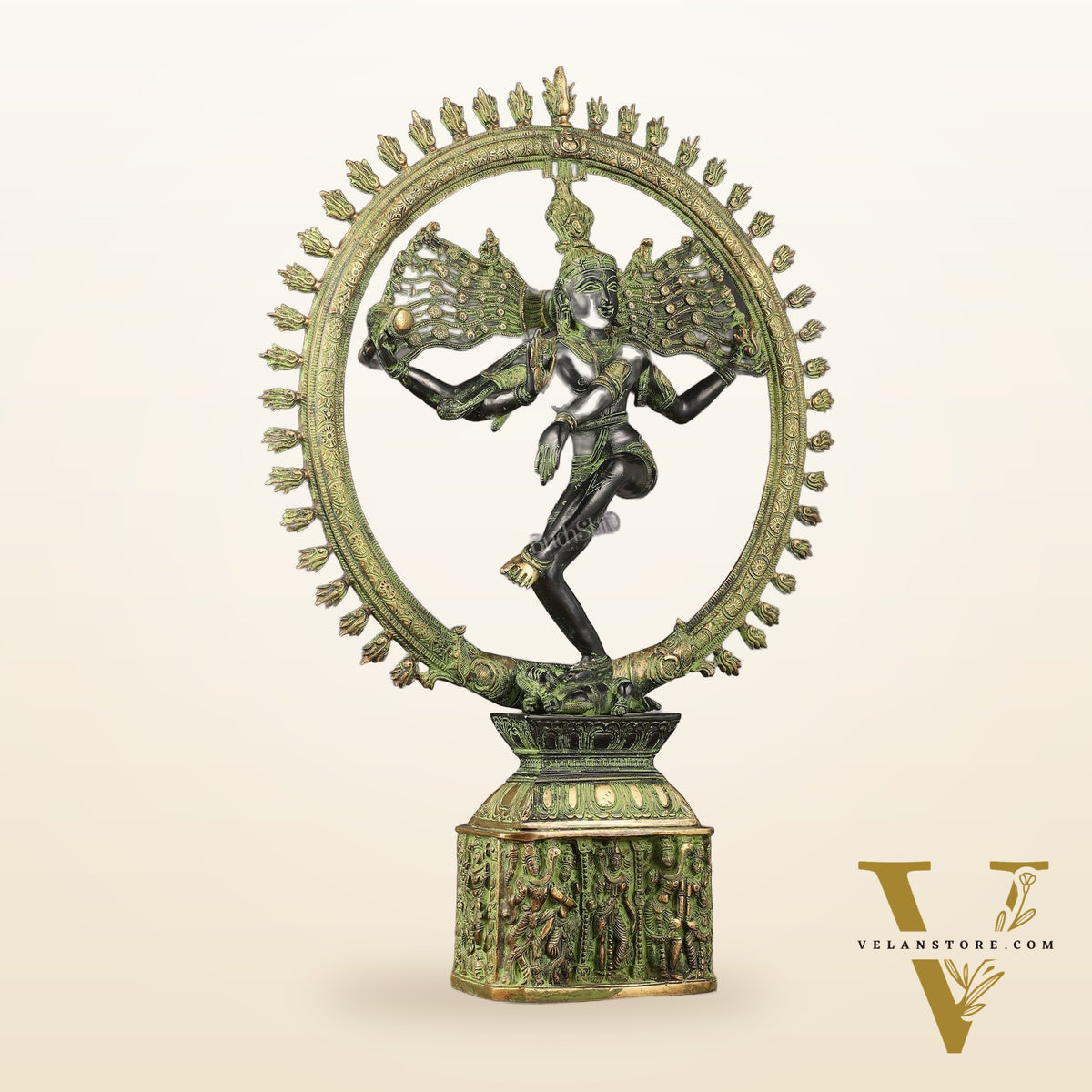 Brass Nataraja statue antique Sand Patina - 23 inch