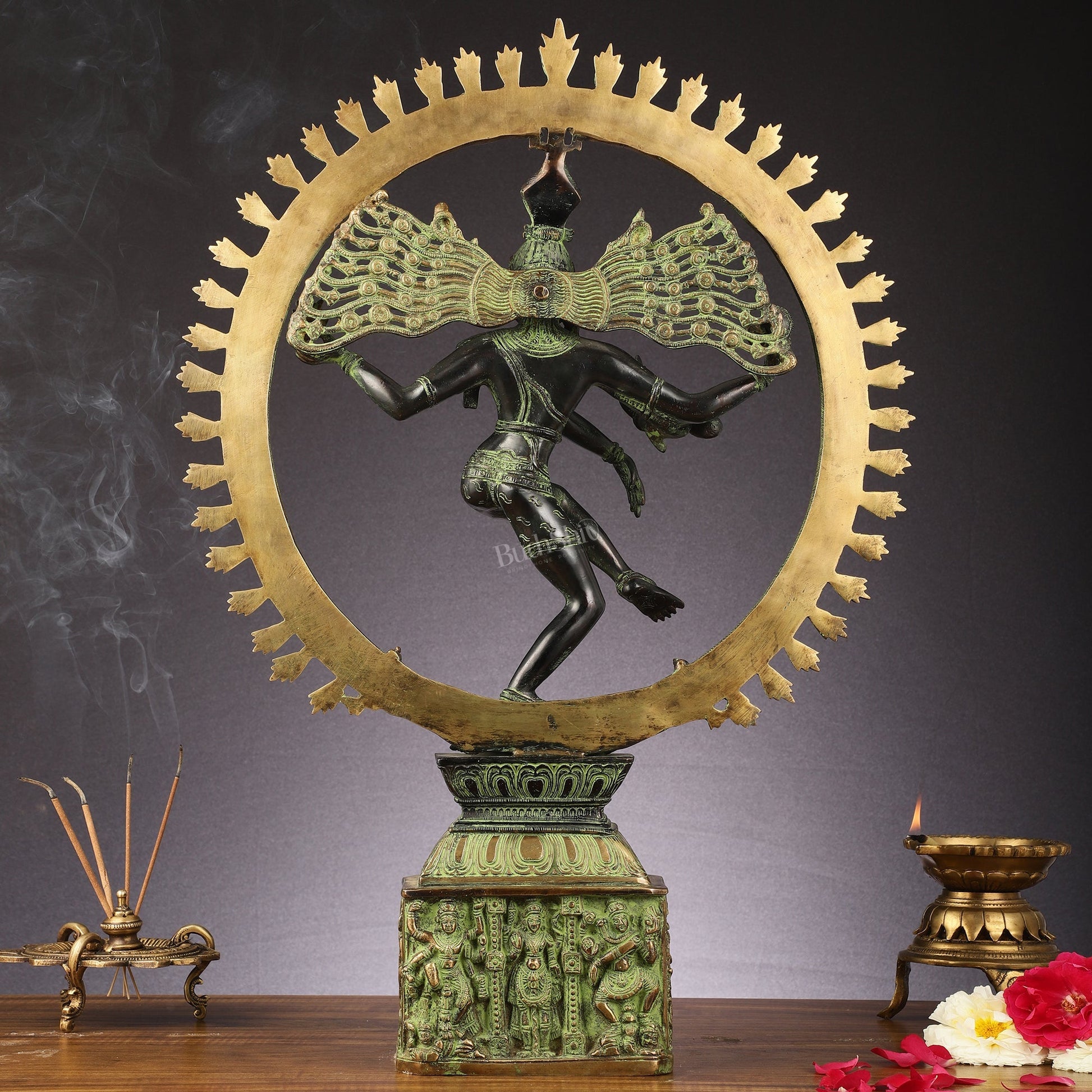 Brass Nataraja statue antique Sand Patina - 23 inch