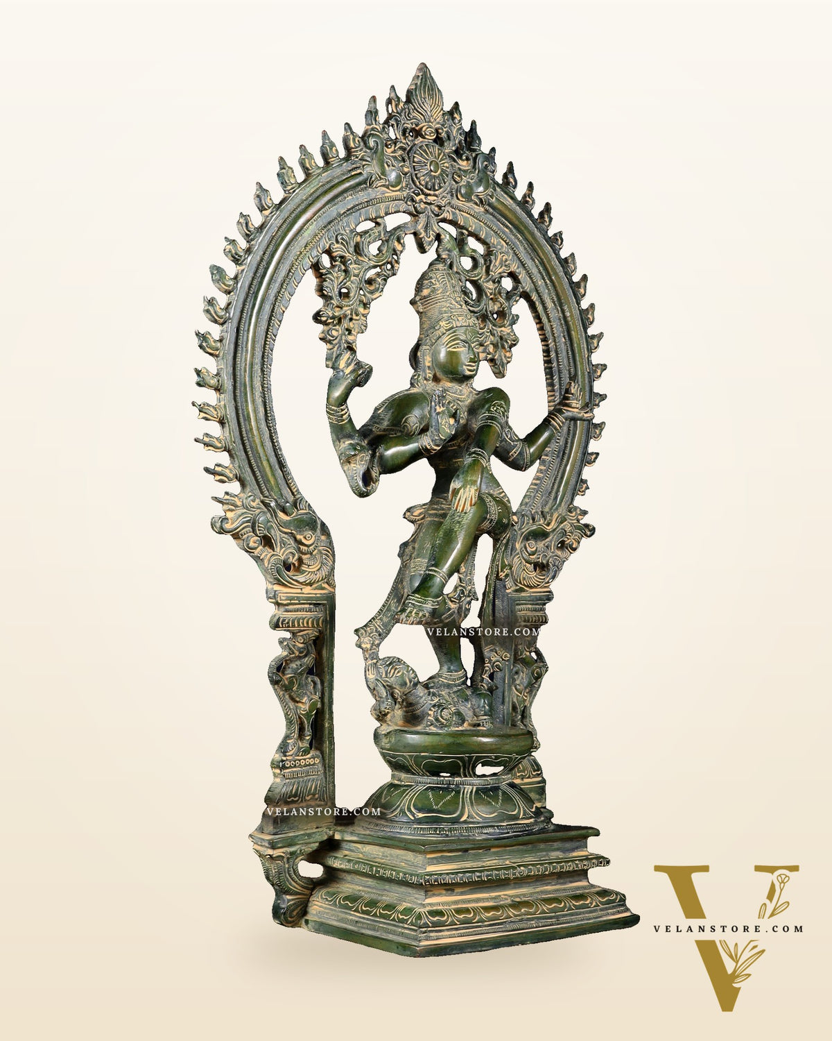 Brass Nataraja statue Green patina - 18" Height