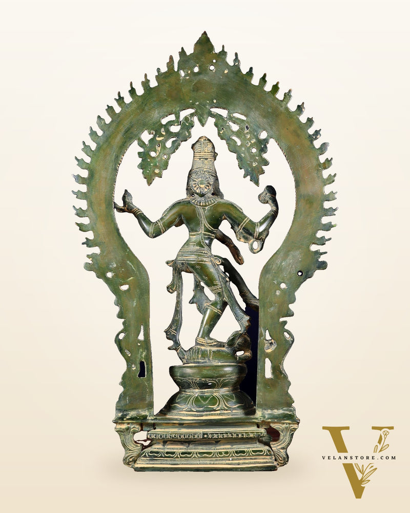 Brass Nataraja statue Green patina - 18" Height