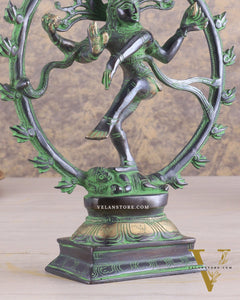 Brass Nataraja Statue
Unique Black and Green Tone 9.5"