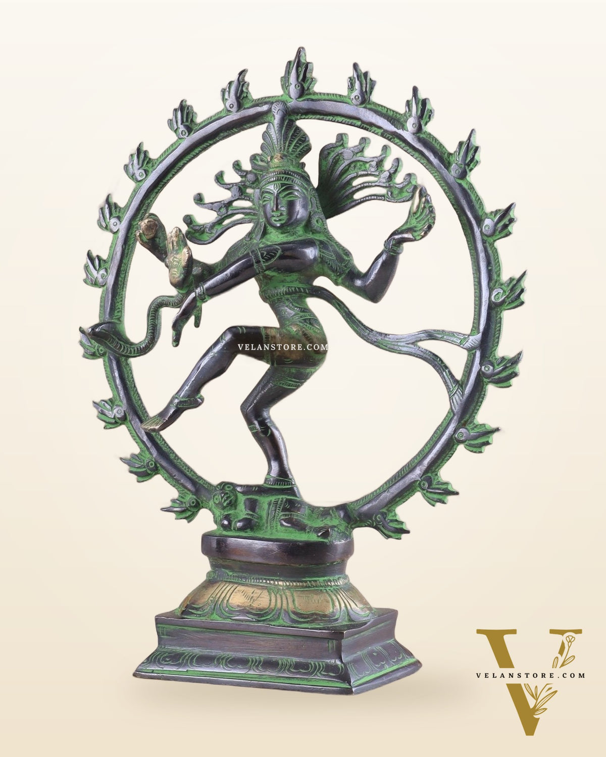 Brass Nataraja Statue
Unique Black and Green Tone 9.5"