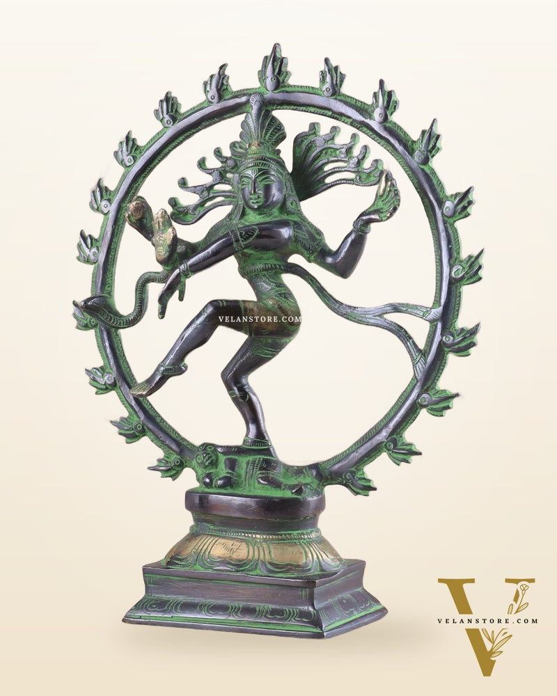 Brass Nataraja Statue
Unique Black and Green Tone 9.5"