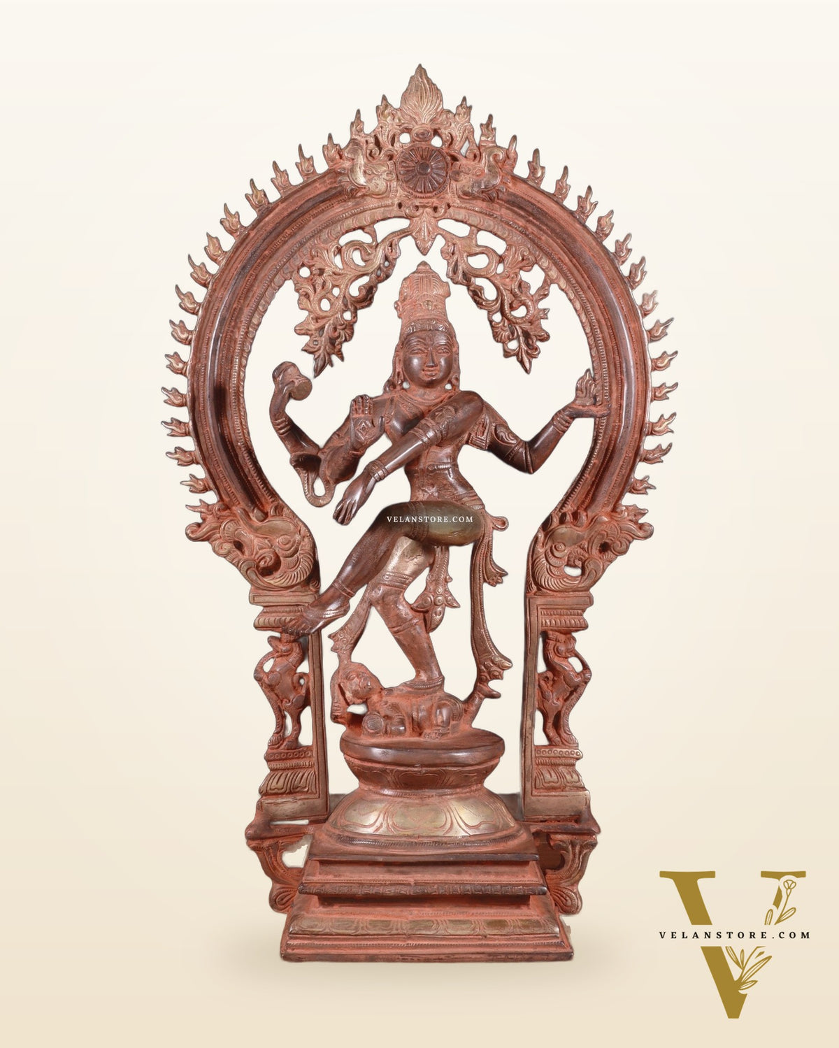 Brass Nataraja statue vintage red finish - 18" Height