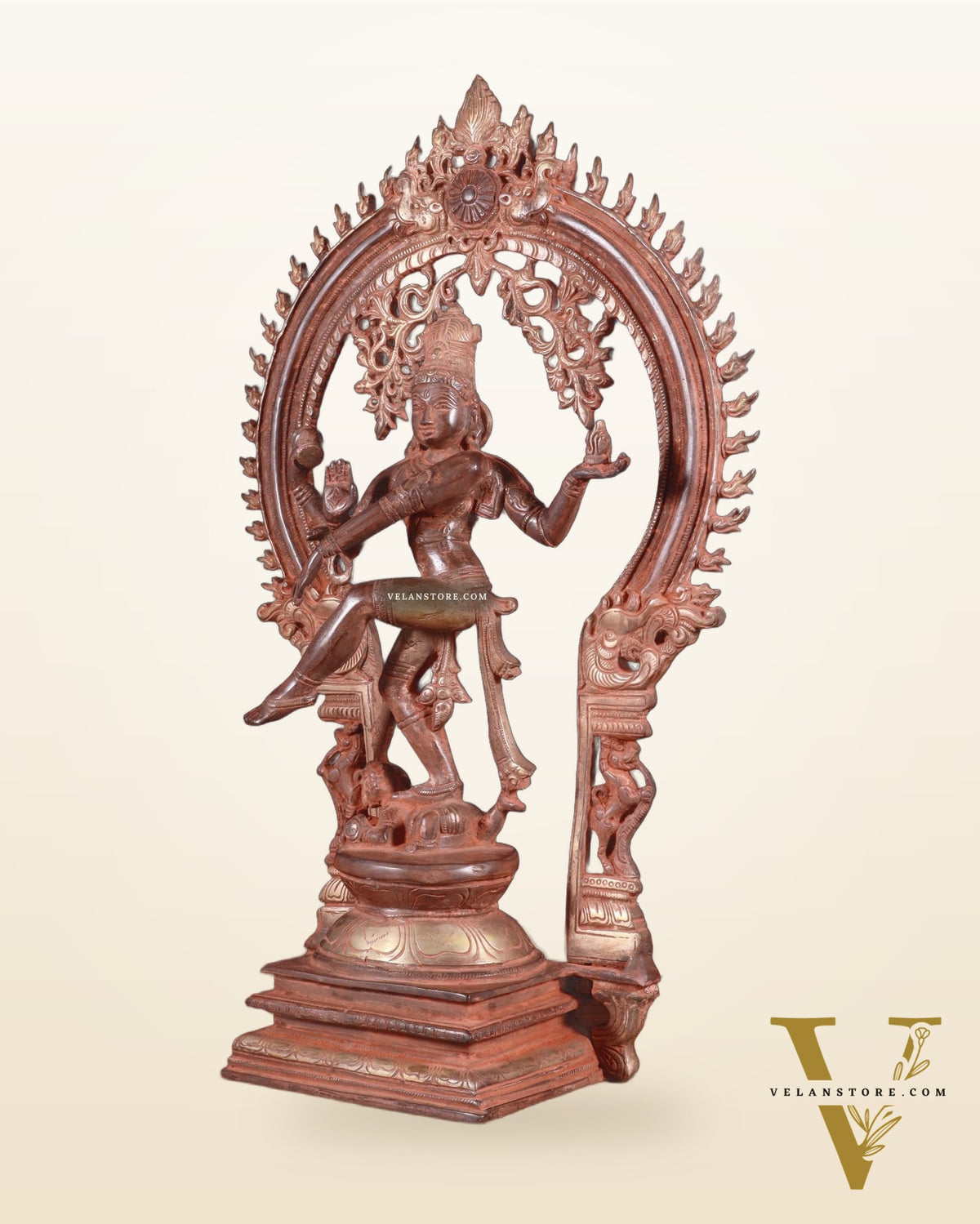 Brass Nataraja statue vintage red finish - 18" Height