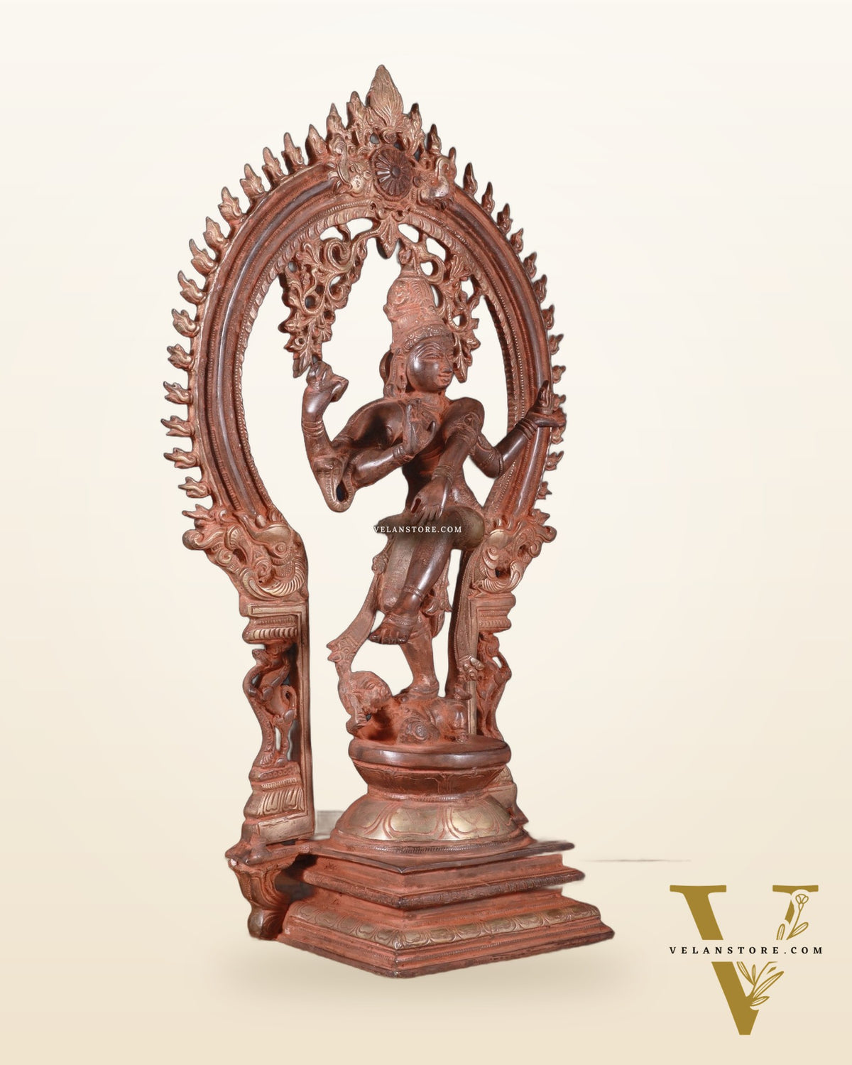 Brass Nataraja statue vintage red finish - 18" Height