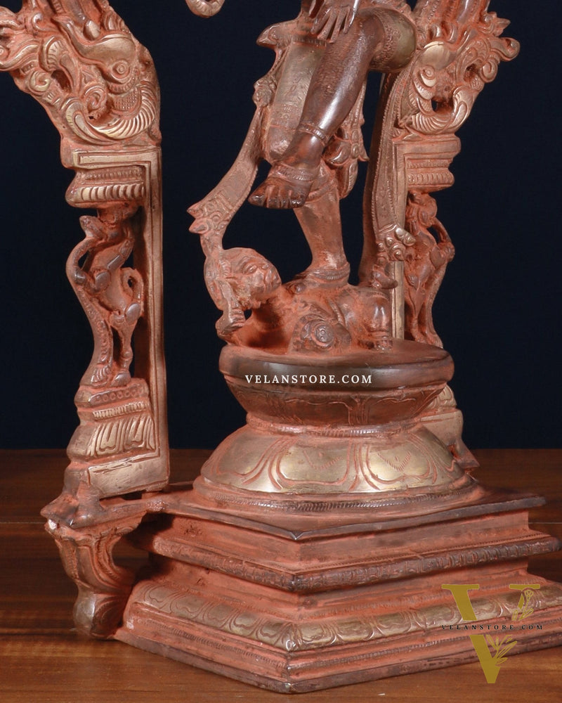Brass Nataraja statue vintage red finish - 18" Height