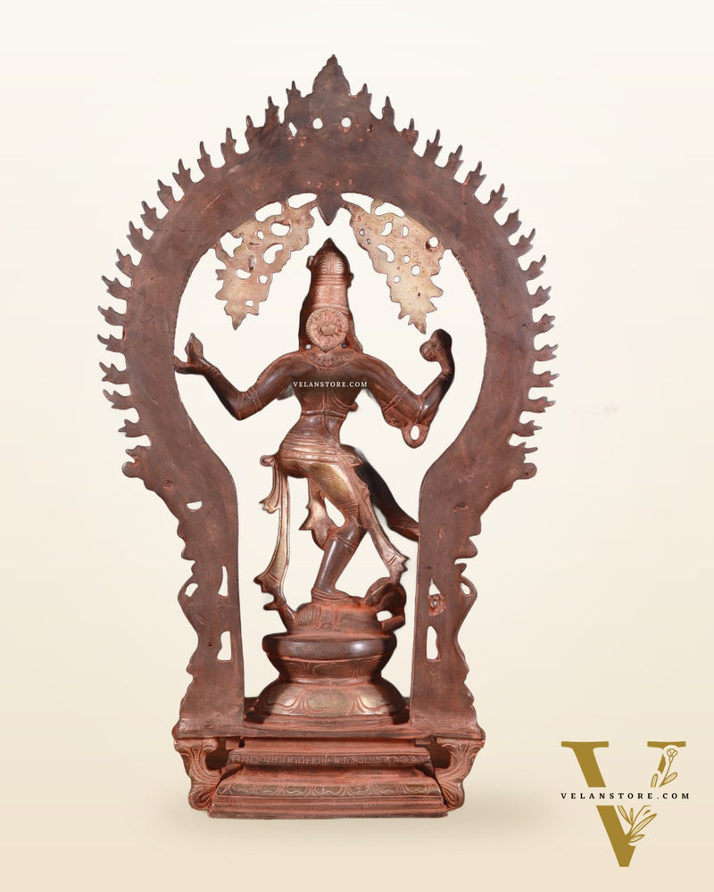 Brass Nataraja statue vintage red finish - 18" Height