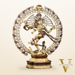 Brass Nataraja Statue with Om Three-Tone Finish - 20 Inch Sculpture