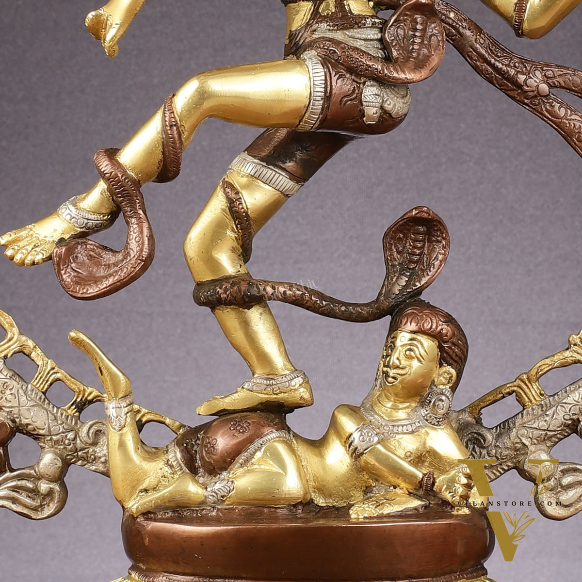 Brass Nataraja Statue with Om Three-Tone Finish - 20 Inch Sculpture