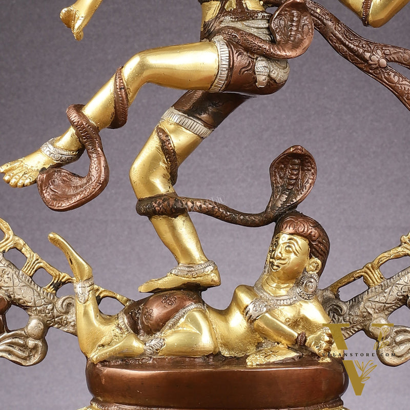 Brass Nataraja Statue with Om Three-Tone Finish - 20 Inch Sculpture