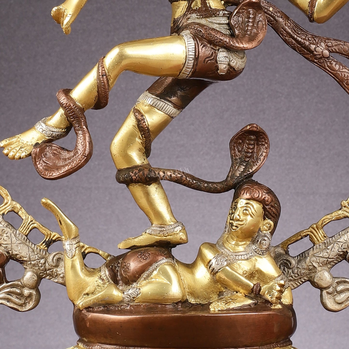 Brass Nataraja Statue with Om Three-Tone Finish - 20 Inch Sculpture