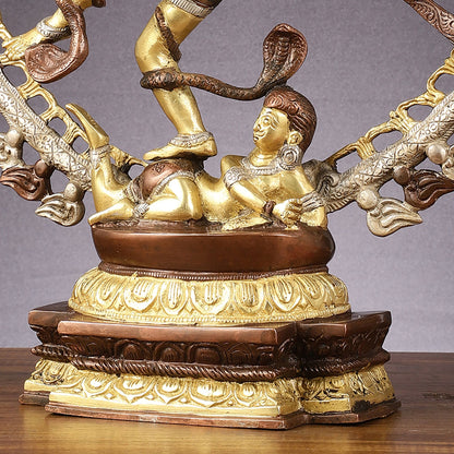 Brass Nataraja Statue with Om Three-Tone Finish - 20 Inch Sculpture