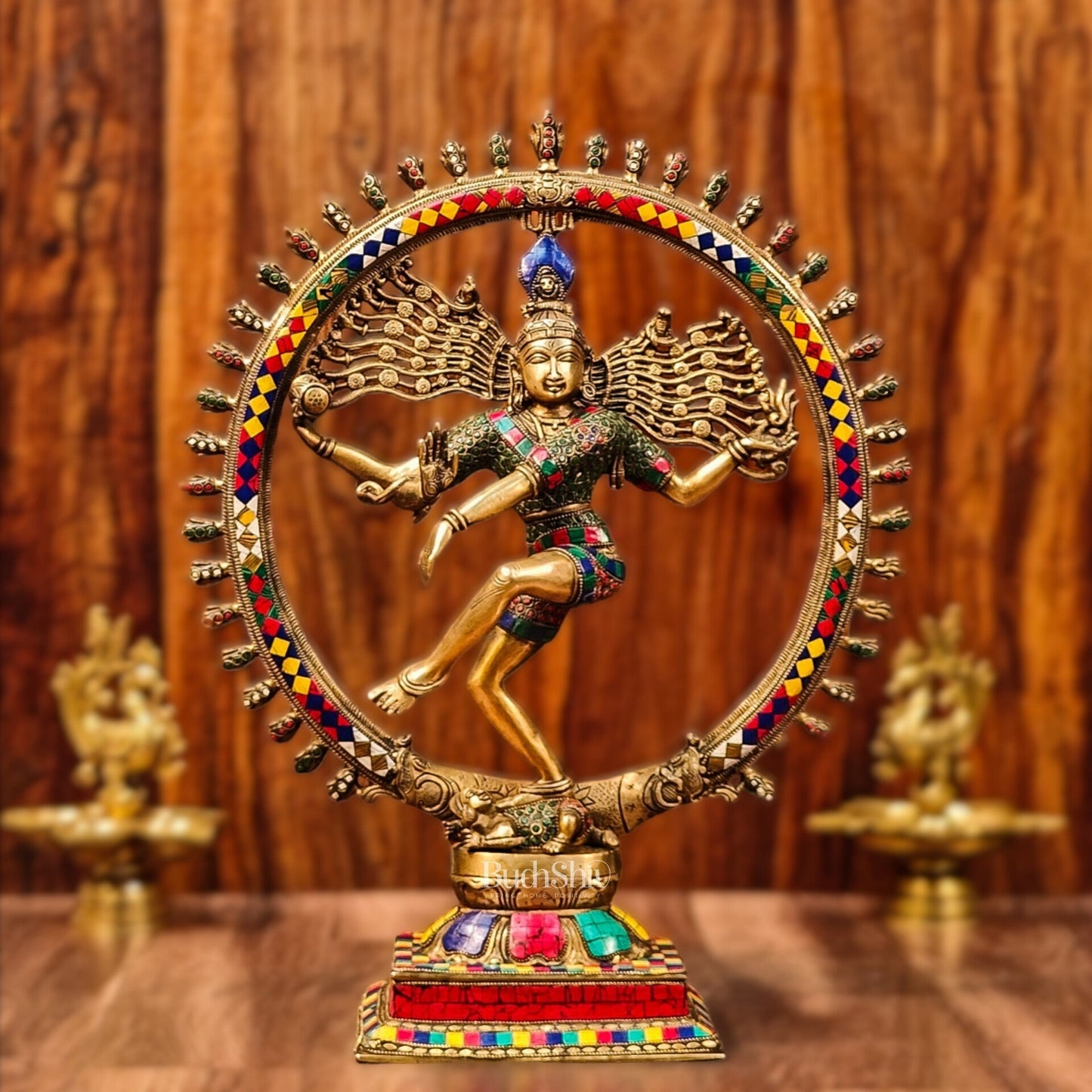 Brass Nataraja Statue with Ring - Symbolic Lord Shiva's Cosmic Dance - 21"