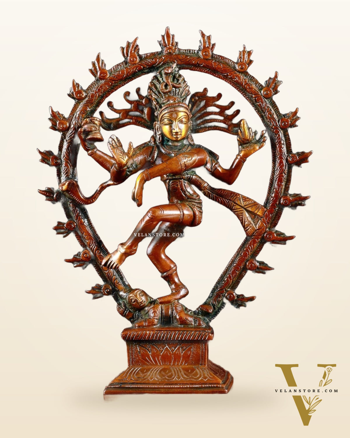 Brass Nataraja with Oval Ring & Lotus on base 9.3"