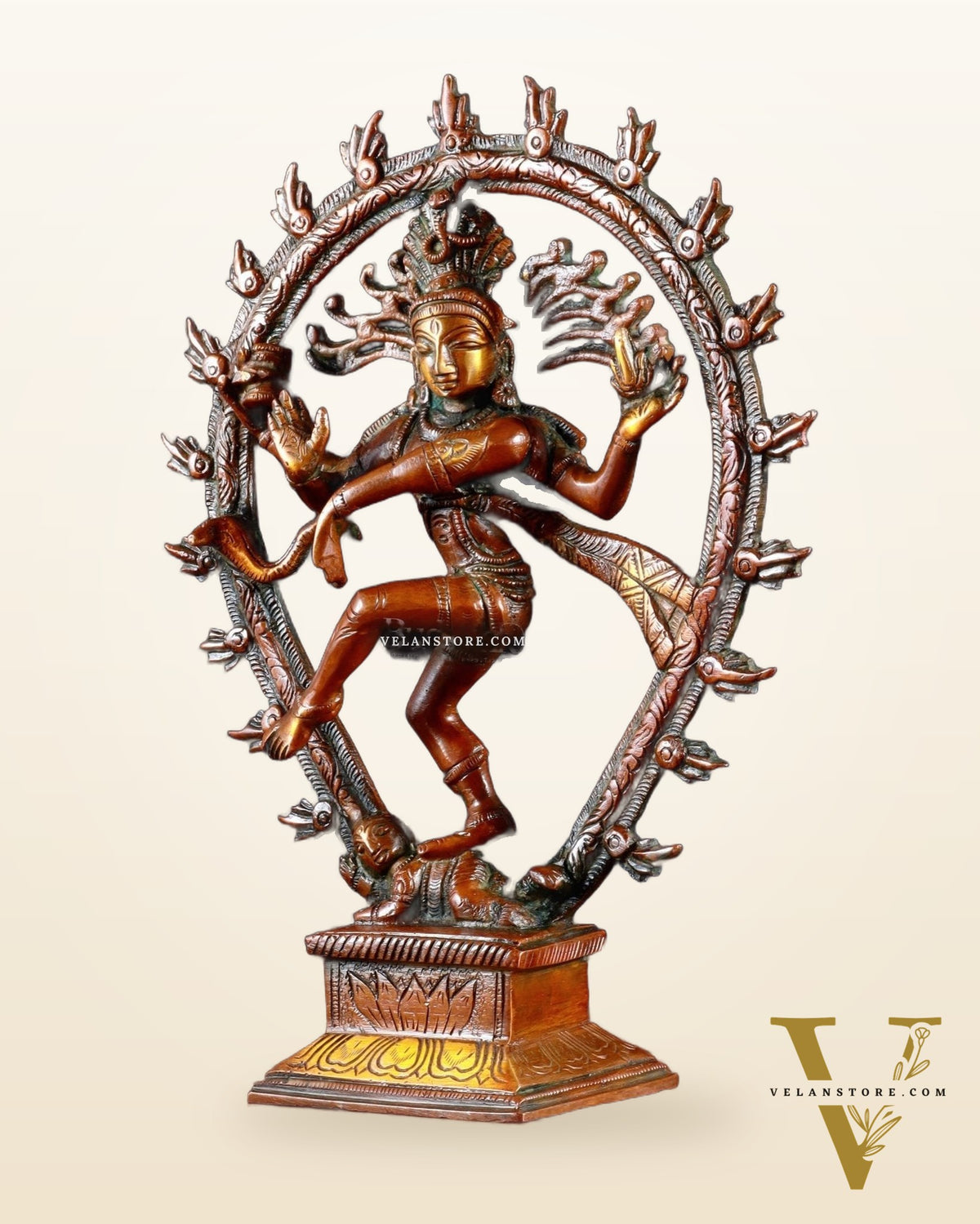 Brass Nataraja with Oval Ring & Lotus on base 9.3"