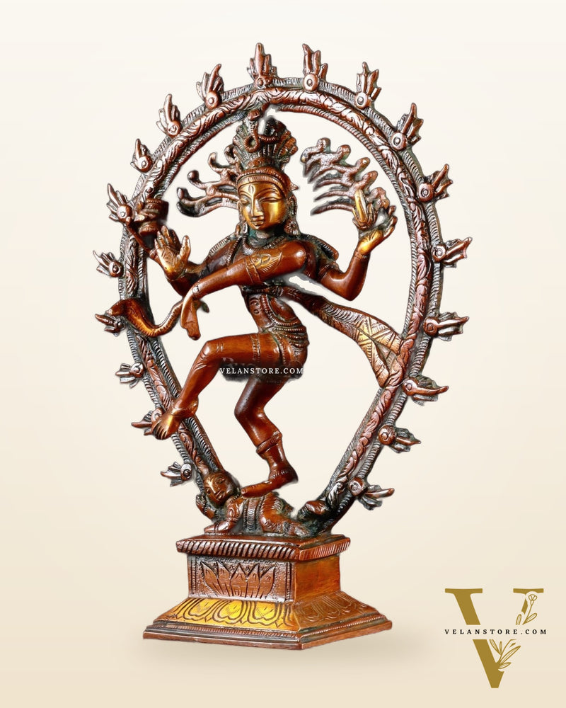Brass Nataraja with Oval Ring & Lotus on base 9.3"