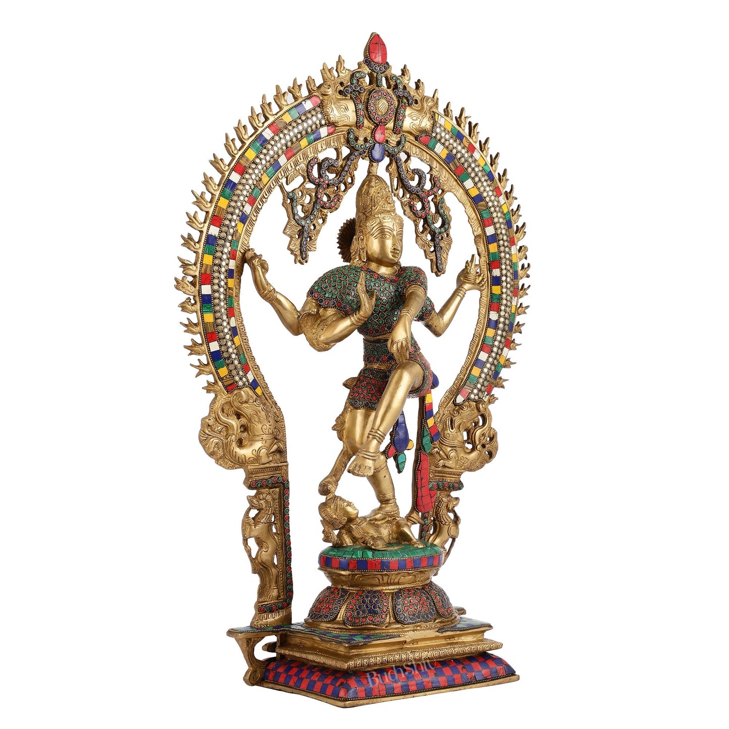 Unique Nataraja Statue - Handcrafted Brass with Natural Stones | 26 Inch