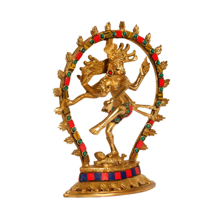 Brass Nataraja with stonework 9"