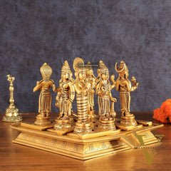 Brass Navagraha idols with abhishekam pita base 7"