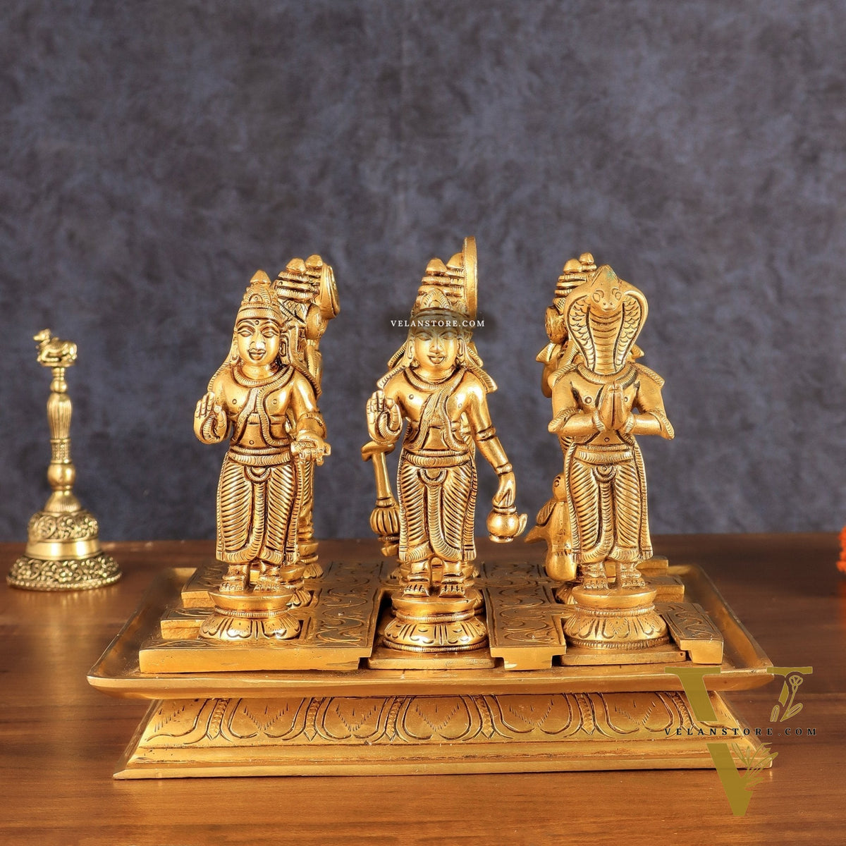Brass Navagraha idols with abhishekam pita base 7"