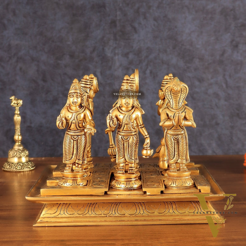 Brass Navagraha idols with abhishekam pita base 7"