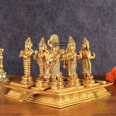 Brass Navagraha idols with abhishekam pita base 7"