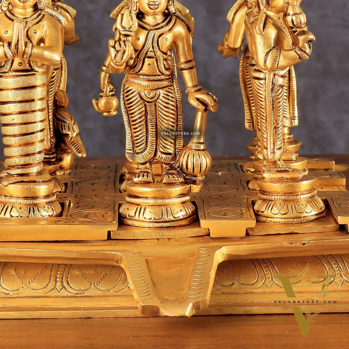 Brass Navagraha idols with abhishekam pita base 7"