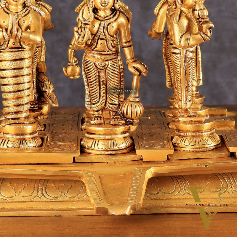 Brass Navagraha idols with abhishekam pita base 7"