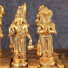 Brass Navagraha idols with abhishekam pita base 7"