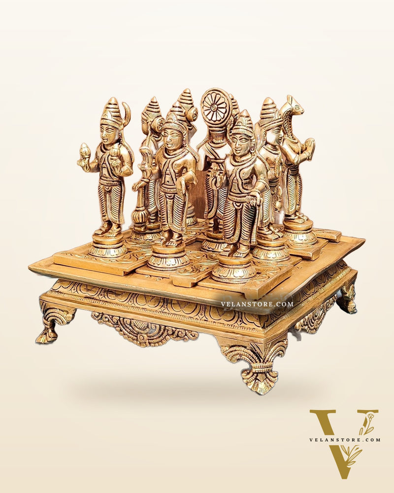 Brass Navgraha idols abhishekam base 8.5"