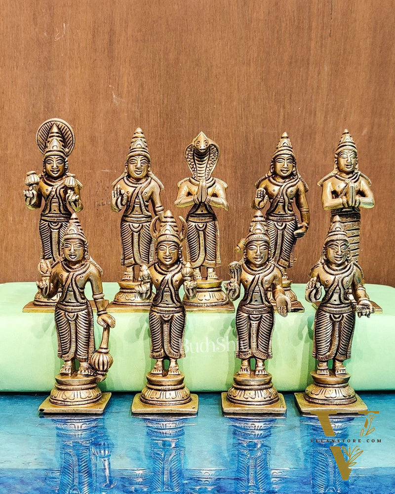 Brass Navgraha idols abhishekam base 8.5"