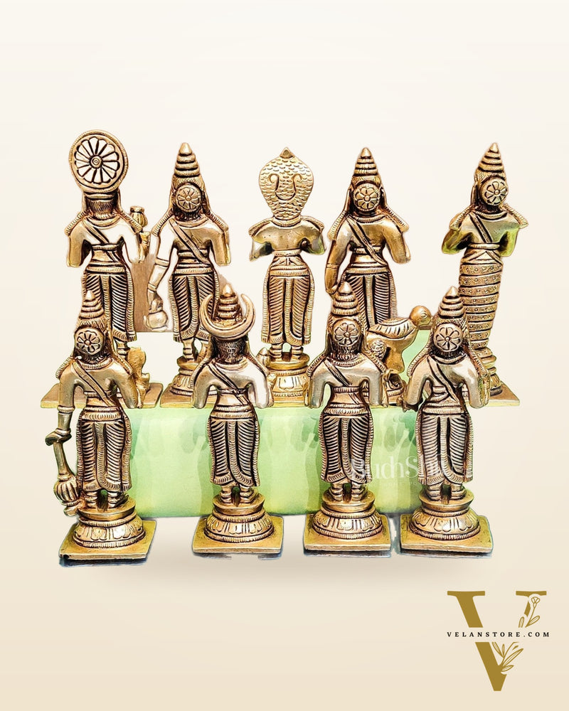 Brass Navgraha idols abhishekam base 8.5"